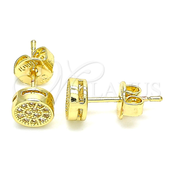 Arete Dormilona 02.156.0478 Oro Laminado, con Micro Pave Blanca, Pulido, Tono Dorado