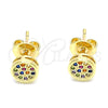 Arete Dormilona 02.156.0478.3 Oro Laminado, con Multicolor Micro Pave, Pulido, Tono Dorado