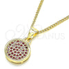 Collares con Dije 04.156.0339.1.20 Oro Laminado, con Rubi Micro Pave, Pulido, Tono Dorado (02 MM Thickness, 20 Inches Length)