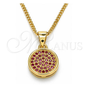 Collares con Dije 04.156.0339.1.20 Oro Laminado, con Micro Pave Rubi, Pulido, Tono Dorado (Grosor 02 MM, 20 Pulgadas de Largo)