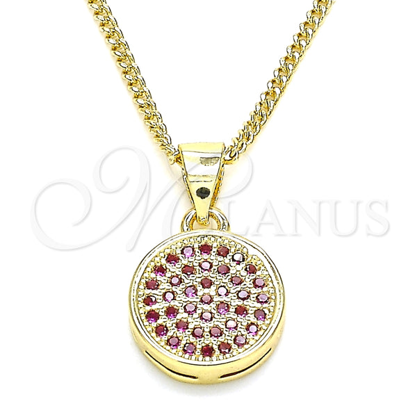 Collares con Dije 04.156.0339.1.20 Oro Laminado, con Rubi Micro Pave, Pulido, Tono Dorado (02 MM Thickness, 20 Inches Length)