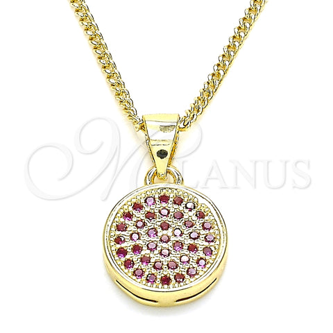 Collares con Dije 04.156.0339.1.20 Oro Laminado, con Rubi Micro Pave, Pulido, Tono Dorado (02 MM Thickness, 20 Inches Length)