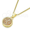 Collares con Dije 04.156.0339.2.20 Oro Laminado, con Granate Micro Pave, Pulido, Tono Dorado (02 MM Thickness, 20 Inches Length)