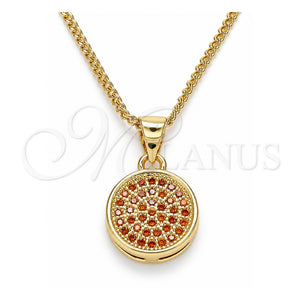 Collares con Dije 04.156.0339.2.20 Oro Laminado, con Micro Pave Granate, Pulido, Tono Dorado (Grosor 02 MM, 20 Pulgadas de Largo)
