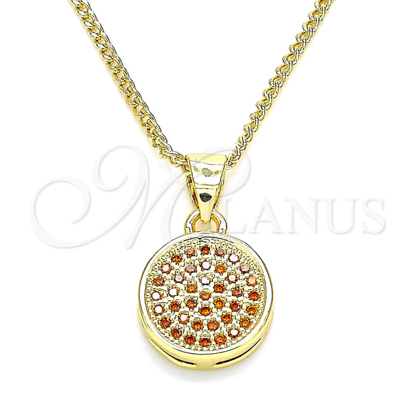 Collares con Dije 04.156.0339.2.20 Oro Laminado, con Granate Micro Pave, Pulido, Tono Dorado (02 MM Thickness, 20 Inches Length)