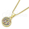 Collares con Dije 04.156.0339.3.20 Oro Laminado, con Multicolor Micro Pave, Pulido, Tono Dorado (02 MM Thickness, 20 Inches Length)