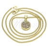 Collares con Dije 04.156.0339.3.20 Oro Laminado, con Multicolor Micro Pave, Pulido, Tono Dorado (02 MM Thickness, 20 Inches Length)