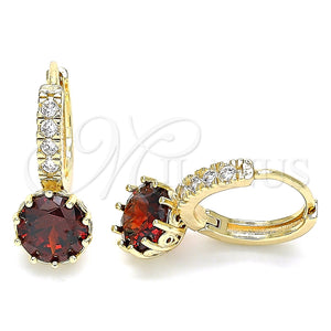 Argolla Huggie 02.284.0030.1.15 Oro Laminado, con Granate Zirconia Cubica and Blanca Micro Pave, Pulido, Tono Dorado