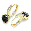 Argolla Huggie 02.284.0030.2.15 Oro Laminado, con Negro Zirconia Cubica and Blanca Micro Pave, Pulido, Tono Dorado