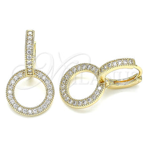 Argolla Huggie 02.284.0031.15 Oro Laminado, con Blanca Micro Pave, Pulido, Tono Dorado