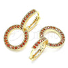 Argolla Huggie 02.284.0031.1.15 Oro Laminado, con Granate Micro Pave, Pulido, Tono Dorado