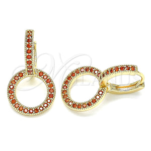 Argolla Huggie 02.284.0031.1.15 Oro Laminado, con Granate Micro Pave, Pulido, Tono Dorado