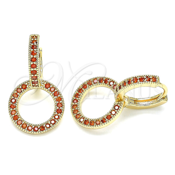 Argolla Huggie 02.284.0031.1.15 Oro Laminado, con Granate Micro Pave, Pulido, Tono Dorado