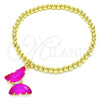 Pulsera Elegante 03.341.0112.2.07 Oro Laminado, Diseño de Bead Expandible y Mariposa, con Fuchsia Cristal and Blanca Micro Pave, Pulido, Tono Dorado (04 MM Thickness, 7 Inches Length)