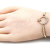 Pulsera Bolo Ajustable 03.299.0070.11 Oro Laminado, Diseño de Luna y Flor, con Blanca Micro Pave and Blanca Zirconia Cubica, Pulido, Tono Dorado (04 MM Thickness, 11 Inches Length)