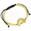 Pulsera Bolo Ajustable 03.299.0071.11 Oro Laminado, Diseño de Luna y Amor, con Blanca Micro Pave, Pulido, Tono Dorado (04 MM Thickness, 11 Inches Length)