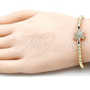 Pulsera Bolo Ajustable 03.299.0073.11 Oro Laminado, Diseño de Tortuga y Bola, con Blanca Micro Pave, Pulido, Tono Dorado (04 MM Thickness, 11 Inches Length)