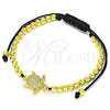 Pulsera Bolo Ajustable 03.299.0073.11 Oro Laminado, Diseño de Tortuga y Bola, con Blanca Micro Pave, Pulido, Tono Dorado (04 MM Thickness, 11 Inches Length)