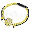 Pulsera Bolo Ajustable 03.299.0074.11 Oro Laminado, Diseño de Guadalupe y Bola, con Multicolor Micro Pave, Pulido, Tono Dorado (04 MM Thickness, 11 Inches Length)