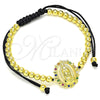 Pulsera Bolo Ajustable 03.299.0074.11 Oro Laminado, Diseño de Guadalupe y Bola, con Multicolor Micro Pave, Pulido, Tono Dorado (04 MM Thickness, 11 Inches Length)