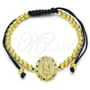 Pulsera Bolo Ajustable 03.299.0074.11 Oro Laminado, Diseño de Guadalupe y Bola, con Multicolor Micro Pave, Pulido, Tono Dorado (04 MM Thickness, 11 Inches Length)