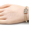 Pulsera Bolo Ajustable 03.299.0077.11 Oro Laminado, Diseño de Niñito Pequeño y Niñita Pequeña, con Blanca Micro Pave, Pulido, Tono Dorado (04 MM Thickness, 11 Inches Length)