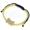 Pulsera Bolo Ajustable 03.299.0077.11 Oro Laminado, Diseño de Niñito Pequeño y Niñita Pequeña, con Blanca Micro Pave, Pulido, Tono Dorado (04 MM Thickness, 11 Inches Length)