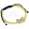 Pulsera Bolo Ajustable 03.299.0077.11 Oro Laminado, Diseño de Niñito Pequeño y Niñita Pequeña, con Blanca Micro Pave, Pulido, Tono Dorado (04 MM Thickness, 11 Inches Length)