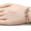 Pulsera Bolo Ajustable 03.299.0079.11 Oro Laminado, Diseño de Amor y Bola, con Blanca Micro Pave, Pulido, Tono Dorado (04 MM Thickness, 11 Inches Length)