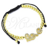 Pulsera Bolo Ajustable 03.299.0079.11 Oro Laminado, Diseño de Amor y Bola, con Blanca Micro Pave, Pulido, Tono Dorado (04 MM Thickness, 11 Inches Length)