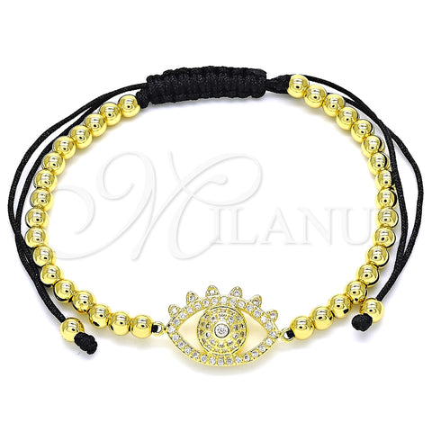 Pulsera Bolo Ajustable 03.299.0080.11 Oro Laminado, Diseño de Bola, con Blanca Micro Pave, Pulido, Tono Dorado (04 MM Thickness, 11 Inches Length)