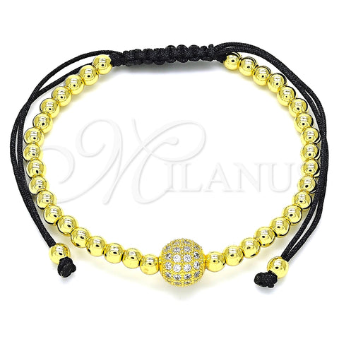 Pulsera Bolo Ajustable 03.299.0081.11 Oro Laminado, Diseño de Bola, con Blanca Micro Pave, Pulido, Tono Dorado (04 MM Thickness, 11 Inches Length)