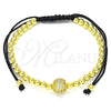 Pulsera Bolo Ajustable 03.299.0081.11 Oro Laminado, Diseño de Bola, con Blanca Micro Pave, Pulido, Tono Dorado (04 MM Thickness, 11 Inches Length)