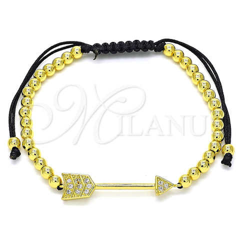Pulsera Bolo Ajustable 03.299.0082.11 Oro Laminado, Diseño de Bola, con Blanca Micro Pave, Pulido, Tono Dorado (04 MM Thickness, 11 Inches Length)