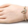Pulsera Bolo Ajustable 03.299.0083.11 Oro Laminado, Diseño de Mariposa y Bola, con Negro and Blanca Micro Pave, Pulido, Tono Dorado (04 MM Thickness, 11 Inches Length)