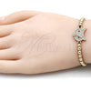 Pulsera Bolo Ajustable 03.299.0084.11 Oro Laminado, Diseño de Búho y Bola, con Rubi and Blanca Micro Pave, Pulido, Tono Dorado (04 MM Thickness, 11 Inches Length)