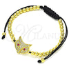 Pulsera Bolo Ajustable 03.299.0084.11 Oro Laminado, Diseño de Búho y Bola, con Rubi and Blanca Micro Pave, Pulido, Tono Dorado (04 MM Thickness, 11 Inches Length)