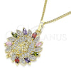 Collares con Dije 04.284.0032.1.20 Oro Laminado, Diseño de Guadalupe, con Multicolor Micro Pave, Pulido, Tono Dorado (02 MM Thickness, 20 Inches Length)
