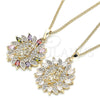Collares con Dije 04.284.0032.1.20 Oro Laminado, Diseño de Guadalupe, con Multicolor Micro Pave, Pulido, Tono Dorado (02 MM Thickness, 20 Inches Length)