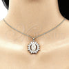 Collares con Dije 04.284.0036.20 Oro Laminado, Diseño de Guadalupe, con Blanca Micro Pave, Pulido, Tono Dorado (02 MM Thickness, 20 Inches Length)