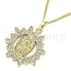 Collares con Dije 04.284.0036.20 Oro Laminado, Diseño de Guadalupe, con Blanca Micro Pave, Pulido, Tono Dorado (02 MM Thickness, 20 Inches Length)