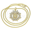 Collares con Dije 04.284.0036.20 Oro Laminado, Diseño de Guadalupe, con Blanca Micro Pave, Pulido, Tono Dorado (02 MM Thickness, 20 Inches Length)
