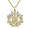 Collares con Dije 04.284.0036.20 Oro Laminado, Diseño de Guadalupe, con Blanca Micro Pave, Pulido, Tono Dorado (02 MM Thickness, 20 Inches Length)