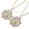 Collares con Dije 04.284.0036.20 Oro Laminado, Diseño de Guadalupe, con Blanca Micro Pave, Pulido, Tono Dorado (02 MM Thickness, 20 Inches Length)