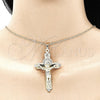 Dije Religioso 05.213.0071 Oro Laminado, Diseño de Crucifijo, con Cristal Blanca, Pulido, Tono Dorado
