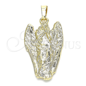 Dije Religioso 05.213.0077 Oro Laminado, Diseño de Angel, Pulido, Tono Dorado