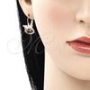 Arete Gancho Frances 02.210.0434.2 Oro Laminado, Diseño de Búho, con Negro and Blanca Zirconia Cubica, Pulido, Tono Dorado