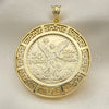 Dije Religioso 05.253.0107 Oro Laminado, Diseño de Moneda Centenario y Angel, Pulido, Tono Dorado