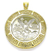 Dije Religioso 05.253.0107 Oro Laminado, Diseño de Moneda Centenario y Angel, Pulido, Tono Dorado