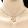 Collares con Dije 04.195.0018.1.20 Oro Laminado, Diseño de Corazón y Mariposa, con Granate and Blanca Micro Pave, Pulido, Tono Dorado (02 MM Thickness, 20 Inches Length)